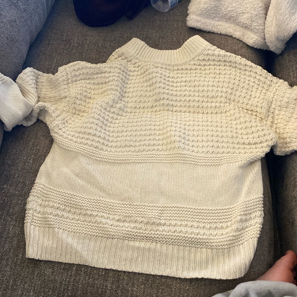 White Sweater with white T-Shirt.